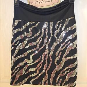 Yoyofive sequin zebra mini skirt